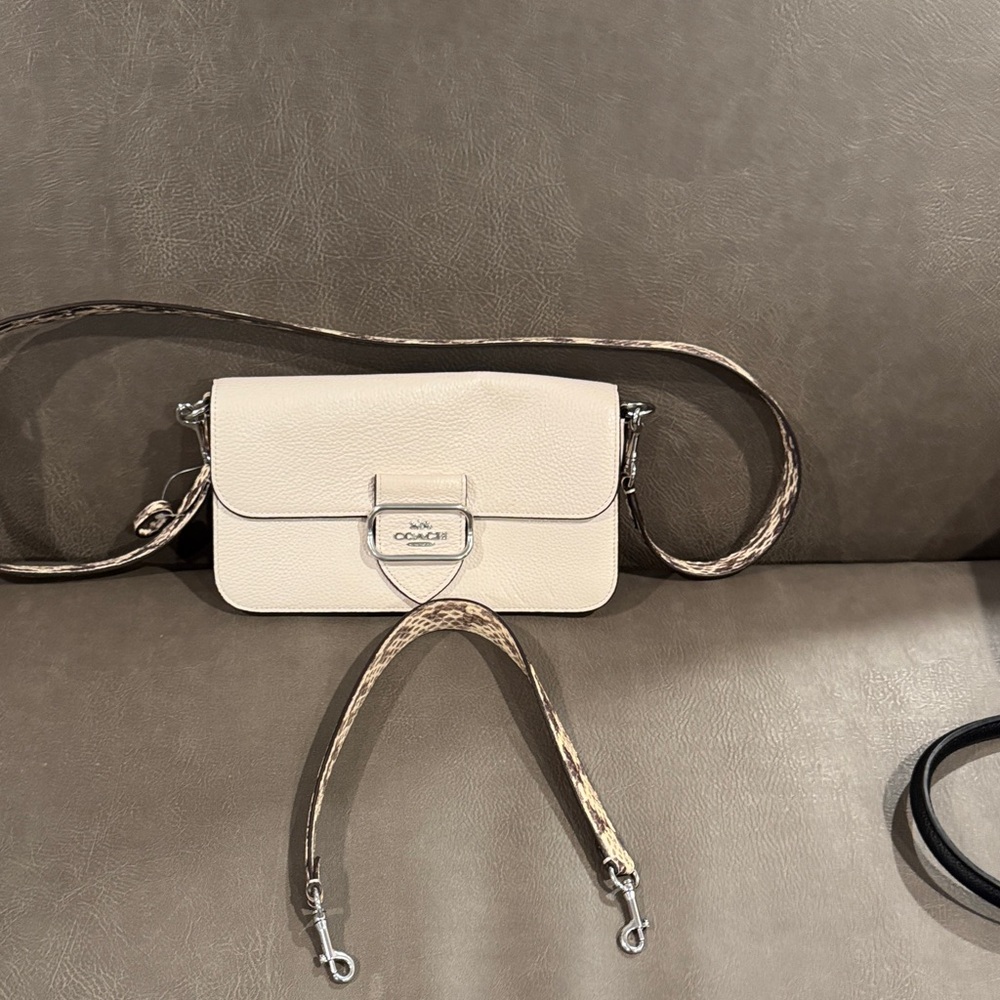 Coach Ivory Crossbody Bag with Patterned Strap